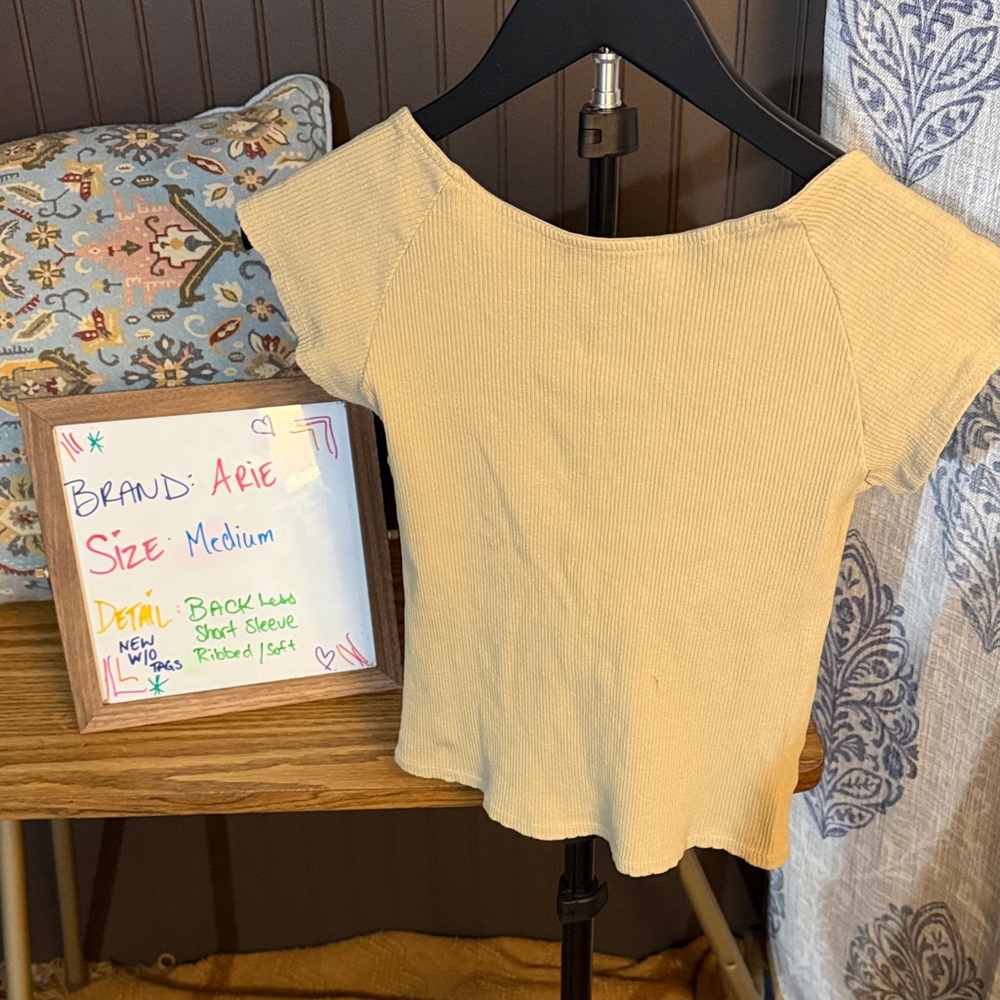Aerie Tan Ribbed Backless Top | Size M